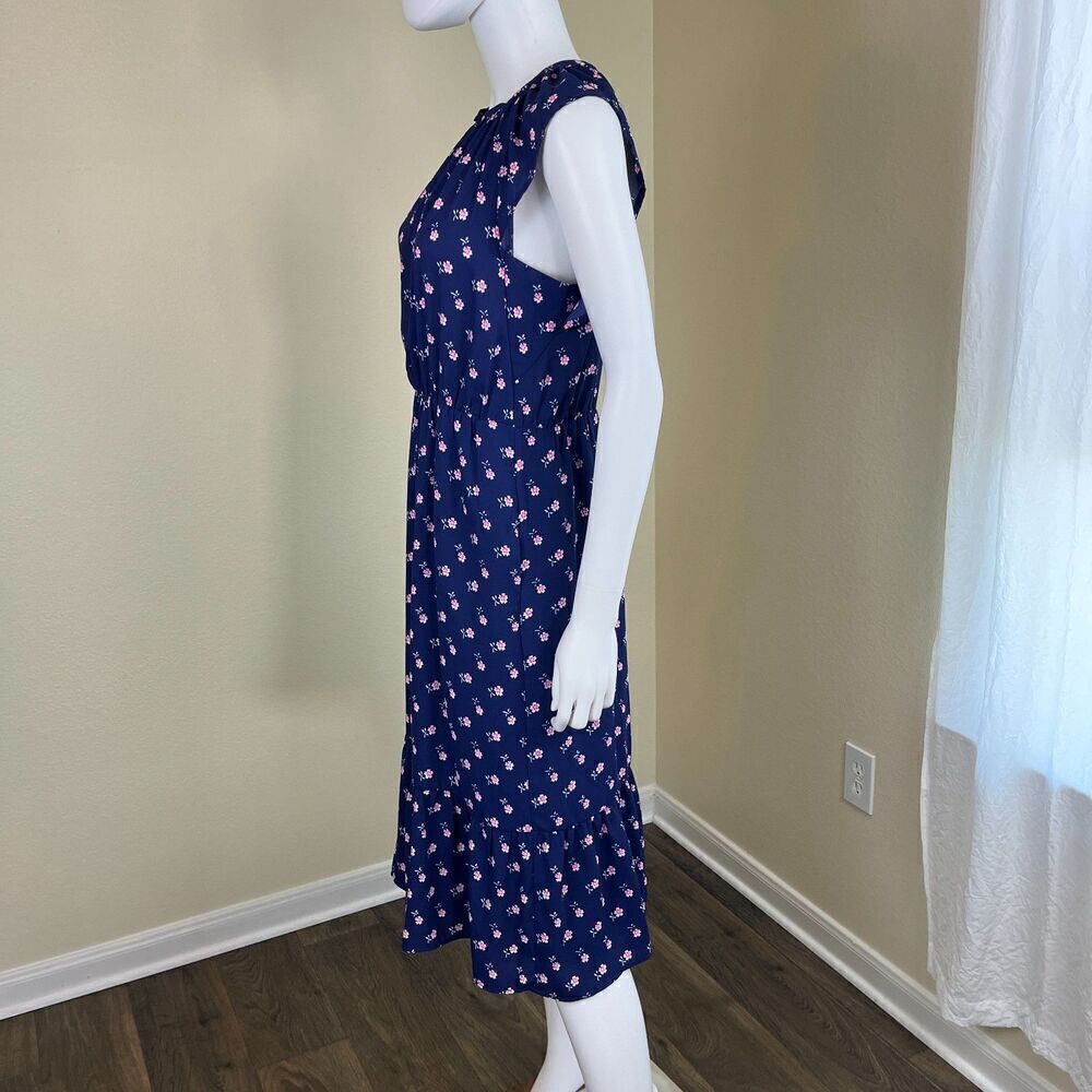 J.Crew Women's Size S Blue Ditsy Floral Midi NEW Sheath Tiered Dress Cottagecore - Picture 10 of 12